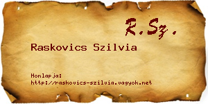 Raskovics Szilvia névjegykártya